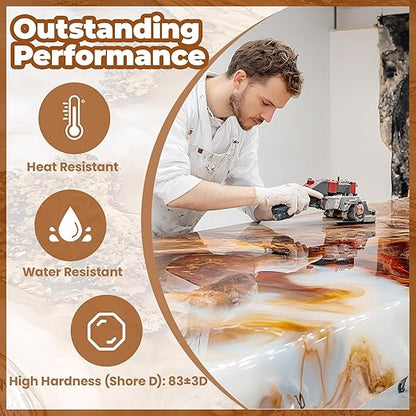 LEEYA RESIN Epoxy Resin Kit 32OZ, Table Top Epoxy Resin Crystal Clear, Ultra-Gloss, Self-Leveling Resina Epoxica for River Table, Countertop, Arts & Crafts, Woodwork, Jewelry 1:1 Mix(16 oz*2)