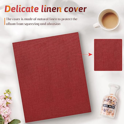 Popotop Photo Album 4x6 100 Pockets for Wedding Gifts,Linen Hardcover Picture Albums for Family Anniversary Baby Vacation Pictures