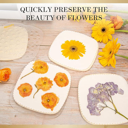Aboofx Microwave Flower Press Kit,6.3"x6.3" 3 Layers Quick Dry Flower Pressing with Washable Cloth for Pressed Flowers&Plant for DIY Art Craft Lovers,Beginners,Flowers Drying,Vibrant Color Retention
