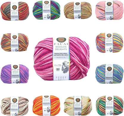 Facai Blend Merino Wool Yarn for Knitting - Worsted Weight,197yds (3.5oz) Ball, Ideal for Sweaters, Scarves, and Accessories (1, Peach Flower)