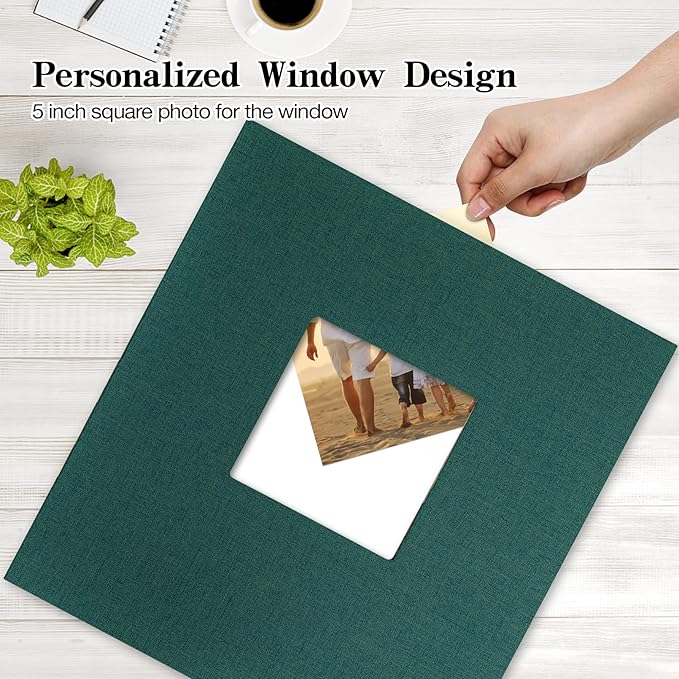 potricher Linen Hardcover Photo Album 4x6 600 Photos Large Capacity for Family Wedding Anniversary Baby Vacation (Dark Green, 600 Pockets)