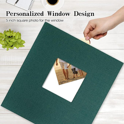 potricher Linen Hardcover Photo Album 4x6 600 Photos Large Capacity for Family Wedding Anniversary Baby Vacation (Dark Green, 600 Pockets)