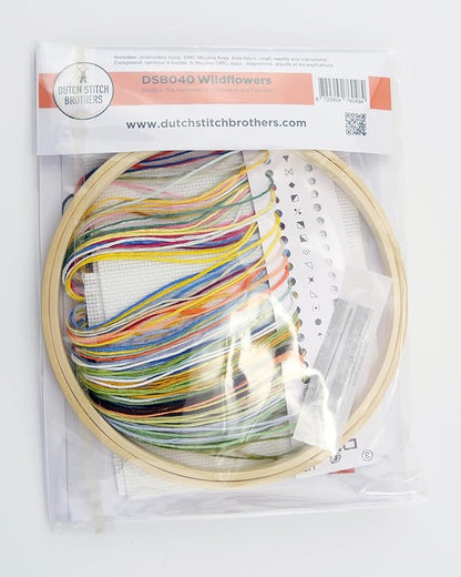 DUTCH STITCH BROTHERS - Wildflowers Counted Cross Stitch 6" Hoop and Pattern Included - Cross Stitching Kits for Adults Advanced and Beginners