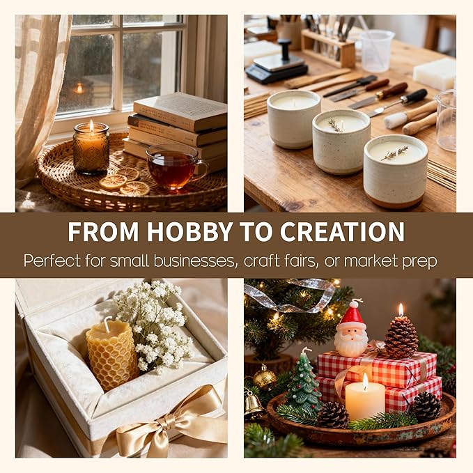 GKFF Wax Melter for Candle Making,4.4L (7 lbs) Extra Large Electric Melting Pot for Soap,Lotion & Body Butter Making,with Temperature Control and Quick Pour Spout,Ideal for Home Candle & Craft Makers