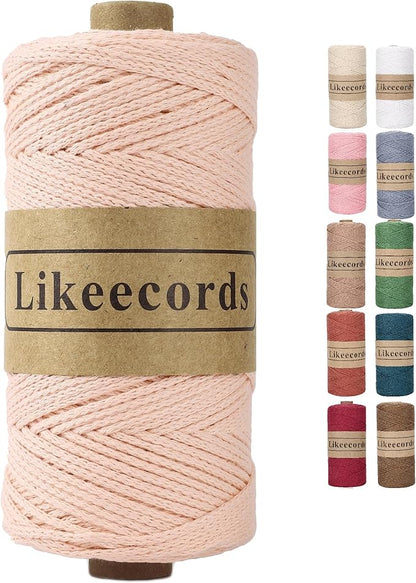 100% Cotton Crochet Bag Cord 2mm 170m Macrame Cord 2mm Crochet Yarn Macrame Rope Gift for Knitter (Lotus Pink)