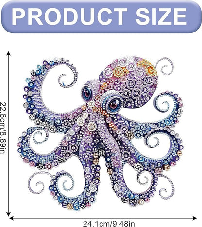 AiYuanzsh Octopus Diamond Painting Hanging Ornament, 5D DIY Special Shaped Diamond Art Pendant Kit for Adults, Large Ocean Animal Wall Hanging Craft Decoration 24.1x22.6cm, Nautical Home Decor & Gift