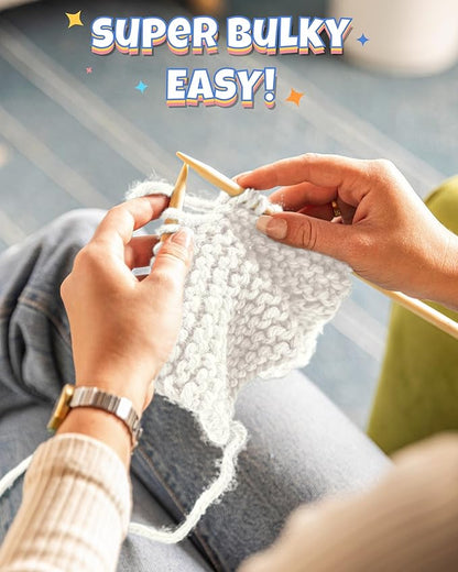 Complete Knitting Kit for Beginners - Learn to Knit Kit with Knitting Accessories Like Thick Beginner Ivory Yarn, Bamboo Needles for Beginners & More - Includes Video Tutorials & Written Guide