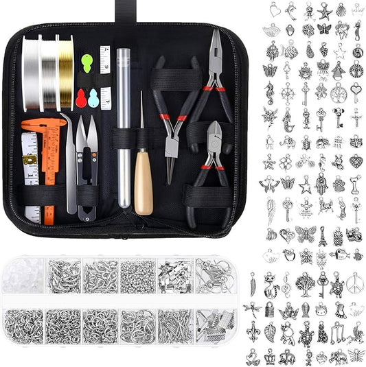 Audab Jewelry Making Kit with Tools, Wires, Charms and Findings for Jewelry Making and Repair