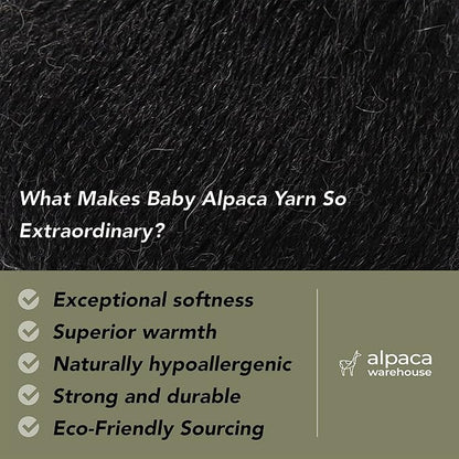 100% Baby Alpaca Yarn Wool Set of 3 Skeins (150 Grams) DK Weight - Made in Peru - Heavenly Soft and Perfect for Knitting and Crocheting (Charcoal Gray, DK)