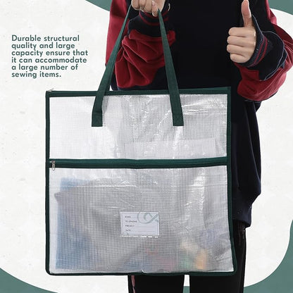 Feifeiya 2 Pack 17.7 Inch Sew Project Bag Quilting Embroidery Craft Organizer Storage Bag with Handle and Pocket Zippered with Tools for Art Craft Knitting Quilting Stitching