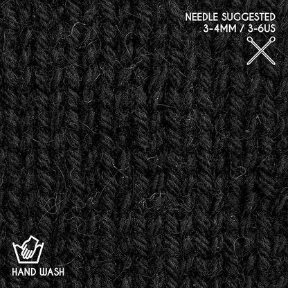 Worsted Set (6 x 1.75 oz) Super Soft Baby Alpaca Knitting Yarn Black 656 Yards