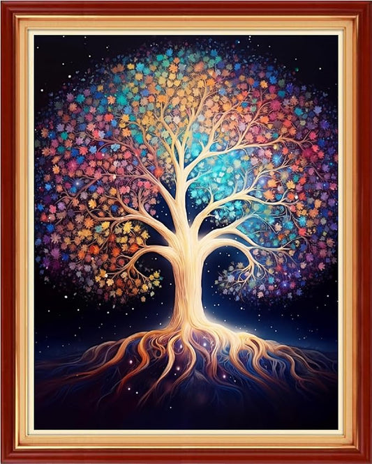 Dooxvey Cross Stitch Kits for Adults Stamped Full Range of Embroidery Starter Kits for Beginners 11CT Printed Cross Stitch Patterns Needlepoint Kits Stamped Crossstitching-Dream Tree 16x20 inch