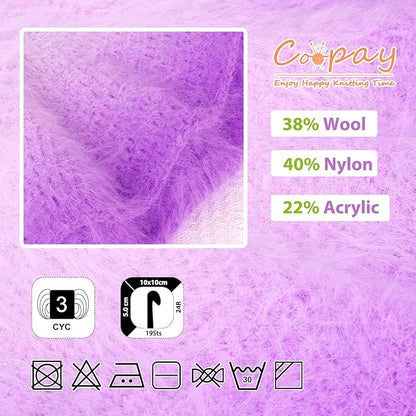 Coopay Ombre Yarn for Crocheting and Knitting - 4 Pack Dual Gradient Yarn Cake with Plush of 100g/3.52oz - 190m/207yds - 38% Wool, 40% Nylon, 22% Acrylic for Sweaters, Hats, Scarves (Star Tulle)