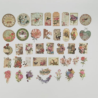 100 Pieces Vintage Scrapbook Supplies Ephemera Pack for Junk Journal Planners Scrapbooking Paper Stickers for Art Aesthetic Journaling Kit Collage Decoupage Album (Flower)