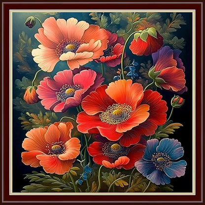 Dimensean Stamped Cross Stitch Kits Full Range of Embroidery Patterns Starter Kits for Beginners Adult DIY Cross Stitches Needlepoint Kits 11CT- Colorful Flowers 18x18 inch