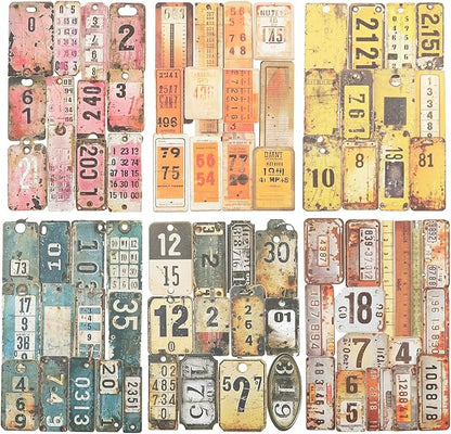 AuriicLeaf Vintage Numbered Tags Sticker Set, 150PCS Retro Cardstock Stickers for Scrapbooking, Journaling, DIY Crafts, and Art Supplies