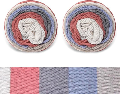 Franel Cotton Acrylic Yarn-45% Cotton 55% Acrylic, 2 Skeins of 100g Each, Soft Pastel & Gray - Purple Gradients, Perfect for Crocheting Knitting Scarves Shawls Blankets Gradient Variegated Yarn