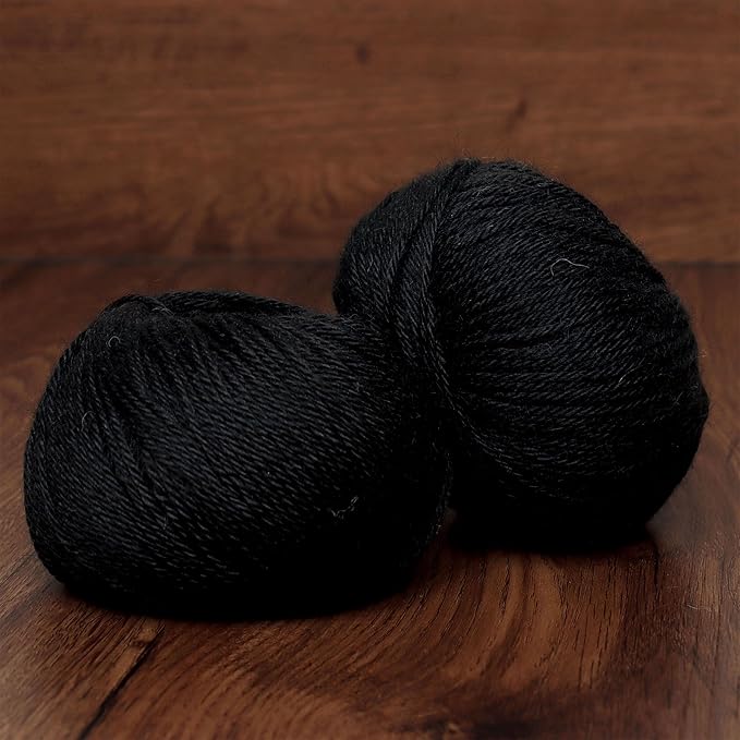 Black Heritage - 100% Baby Alpaca Yarn Wool Set of 2 Skeins (100 Grams) DK Weight Made in Peru Natural Undyed Color Heavenly Soft Perfect for Knitting and Crocheting (Black Alpaca 2 Skeins DK)
