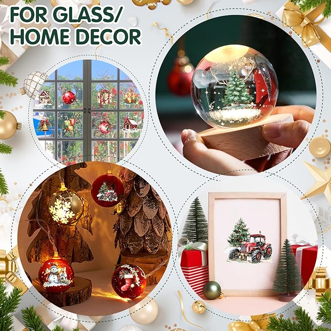24 Sheets Vintage Christmas Rub On Transfers for Crafts, Rub On Transfers Christmas for Wood，Furniture Decals, Glass, Porcelain, Leather, Canvas, Fabric Projects,3 * 3inch(Cute Christmas)