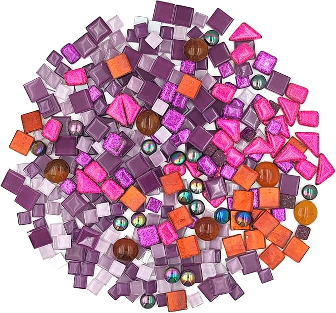 500g Mixed Color Irregular Crystal Mosaic Tiles,Tiny Mosaic Tile DIY Hobbies Children Handmade Crystal Craft for Craft Bathroom Kitchen Home Decoration DIY Art Projects,0.4X0.4 Inch(Purple Series)