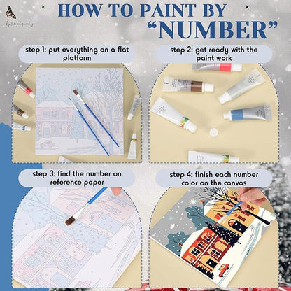Nezyo 12 Sets Paint by Numbers Kit with Frame for Adult Beginners, Paint by Number DIY Acrylic Painting Canvas for Painting Party, Classroom Activity Birthday Gift, 8 x 8 Inch