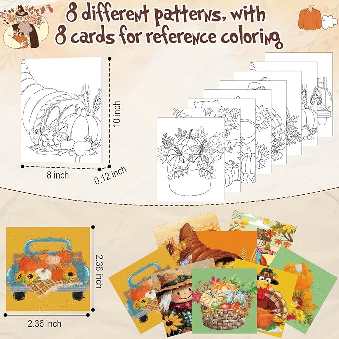 Cholemy 36 Pcs Valentine Paint and Sip Kit for Adults 8''x10'' Pre Drawn Canvas for Painting DIY Afro Acrylic Painting Kit Wood Easel Brushes Date Night Bulk for Party Gifts(Fall Scarecrow)