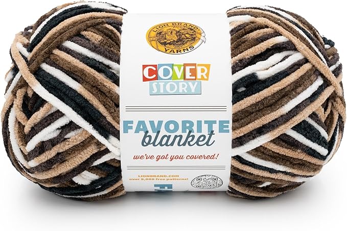 Lion Brand Yarn, Cover Story Favorite Blanket Yarn for Knitting and Crochet, 223 Yards, S'Mores, 1 Pack