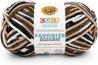 Lion Brand Yarn, Cover Story Favorite Blanket Yarn for Knitting and Crochet, 223 Yards, S'Mores, 1 Pack
