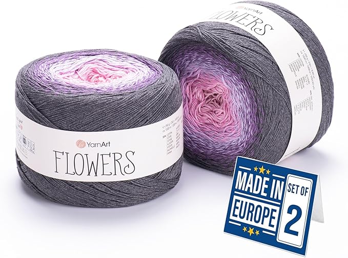 2 Skein Yarn Art Flowers Yarn 55% Cotton 45% Acrylic 250gr 1094yds Multicolor Cotton Yarn Rainbow Crochet Yarn Spring Summer Fine 1 Top 7 Most Used Colors (Flowers, 276)