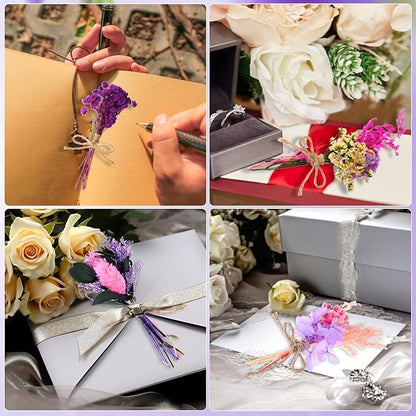 VAIPI 10 Pack Dried Flowers Bouquet Purple Dried Flower with Stem Real Natural Mini Dry Flower Bundles Spring Wildflowers Floral Arrangement for Vase Crafts DlY Wedding Home Decor (Purple Series)