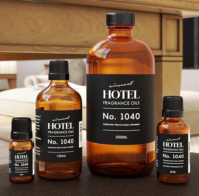 AirScent 50 Central Park Ritzy Hotel Fragrance No. 1040 - Elderflower Fresh Cut Grass Strawberry - Hotel Diffuser Oil for Ultrasonic and Waterless Diffusers and Crafting - 10 mL, 0.34 fl oz Bottle