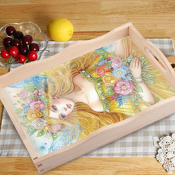 JZHYOAN Diomand Coffee Table Tray, A Large Serving Platter for Family, Decorative Tray for Living Room Restaurant, Diamond Painting Table Breakfast Home Decoration
