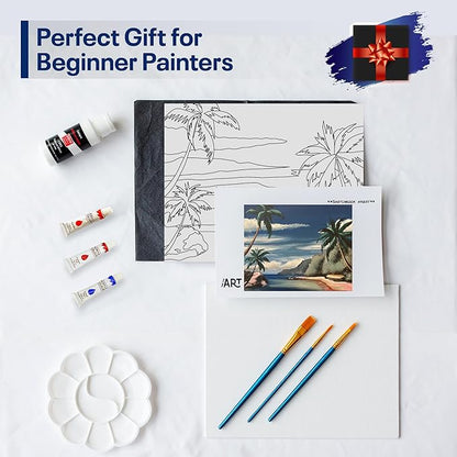 Painting4Real DIY Art Painting Kit for Adults – Learn to Paint Calm Reflection with Video Tutorials – 9 Pieces Acrylic Paint Set for Adults –Perfect Christmas Crafts & Holiday Gifts for Art Lovers