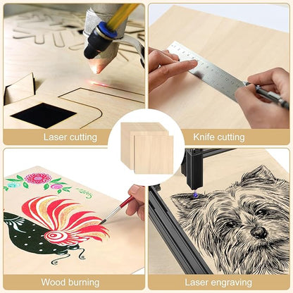 48 Pack Basswood Sheets 12 x 12 x 1/8 Inch - 3mm Unfinished Basswood for Laser Cutting & Engraving, Thin Plywood Board Unfinished Wood Sheet for Crafts Wood Burining, Painting, Architectural Model