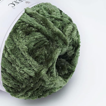 NICEEC 300g Soft Chenille Yarn Blanket Velvet Yarn for Knitting, Crochet, Weaving DIY Craft Total Length 150m (164yds)_Army Green
