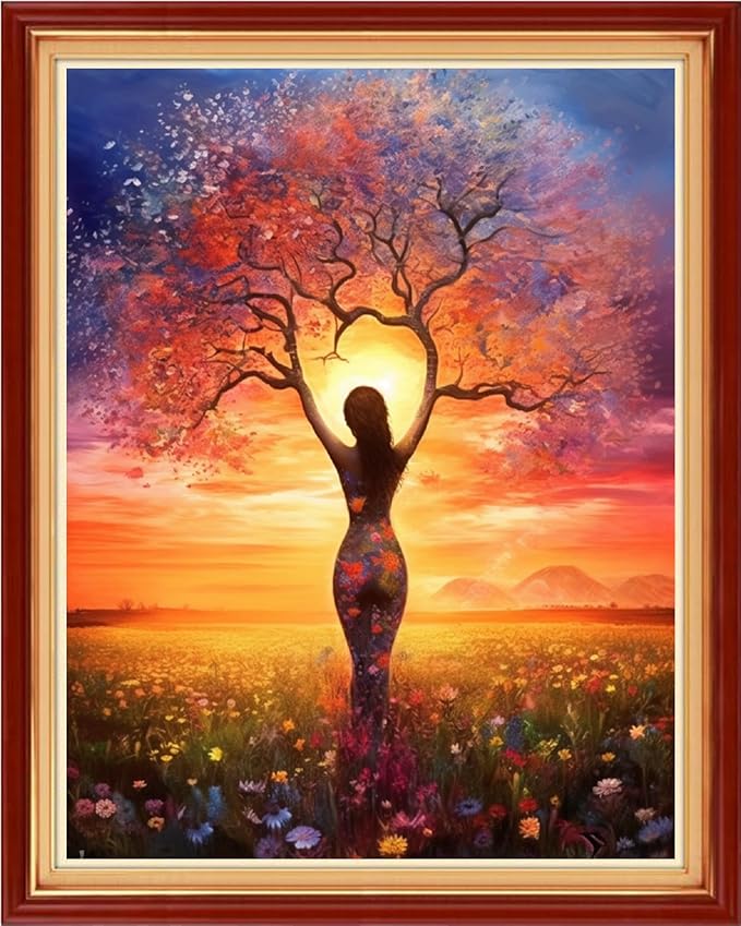 Dooxvey Cross Stitch Kits for Adults Stamped Full Range of Embroidery Starter Kits for Beginners 11CT Printed Cross Stitch Patterns Needlepoint Kits Stamped Crossstitching-Abstract Girl 16x20 inch