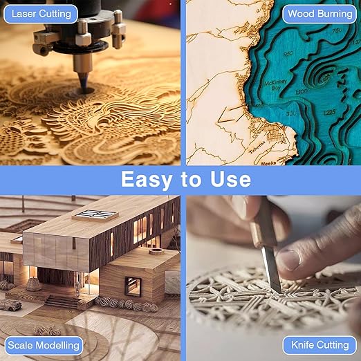 VKIZA 12 Pack Basswood Sheets for Crafts 12x18x1/8 Inch, 3mm Thick Unfinished Plywood for Laser Cutting & Engraving, DIY Ornaments and Architectural Model