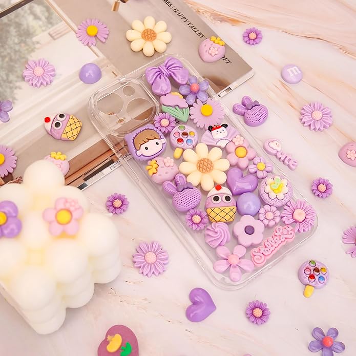 100Pcs Slime Charms, Mixed Cute Resin Charms Set for Scrapbooking, Phone Cases, Hair Accessories, Fake Candy Decor, Crafting Embellishments & DIY Keychains