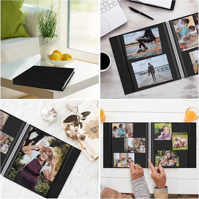 Zesthouse Photo Album Self Adhesive Pages, 60 Pages Magnetic Scrapbook Albums with Sticky Page, Photos Album Holds 8x10 & 5X7 & 4x6 & 6x8 & 3x5, Large Picture Book Ideal Gift for Family Wedding Baby