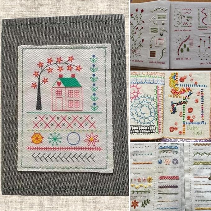 2026 Embroidery Stitch Book Kit – 106 Patterns Sampler & Tutorials, Portable Stitch Book Embroidery Kit for Beginners, All-in-One Embroidery book of Stitches Practice Set with Tools for DIY Craft