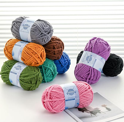 Chunky Chenille Yarn for Crocheting，Baby Yarn for Crocheting Soft Blankets，Bulky Yarns for Crochet Amigurumi，100g (74.3yds) Fluffy Velvet Yarns for Hand Knitting (Baby Green)