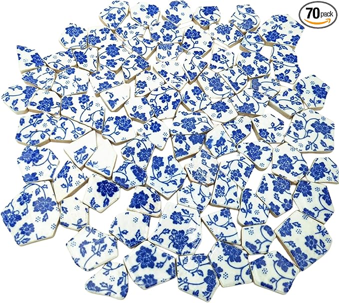 1.1 LB Porcelain Ceramic Mosaic Tiles,Broken Irregular Mosaic Tiles for DIY Craft Floor,Kitchen,Pool, Flower Pots Mosaic Making Supplies (Porcelain 01)