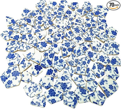 1.1 LB Porcelain Ceramic Mosaic Tiles,Broken Irregular Mosaic Tiles for DIY Craft Floor,Kitchen,Pool, Flower Pots Mosaic Making Supplies (Porcelain 01)