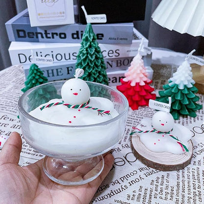 Wehous 2PCS Christmas Candle Molds, Cute Melting Snowman 3D Resin Mold for Making, Ornament for Soap Wax Epoxy Resin Cake Chocolate Decoration