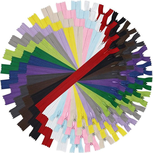 Invisible Zipper, DOITEM 45pcs 6 Inch 8 Inch 10 Inch 12 Inch Invisible Multicolor Nylon Coil Zippers for Sewing and Crafts 15 Colors
