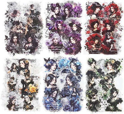 AuriicLeaf Gothic Dreamweaver PET Stickers, 60Pcs Dark Aesthetic Stickers for Scrapbooking, Journaling, DIY Crafts, and Art Supplies