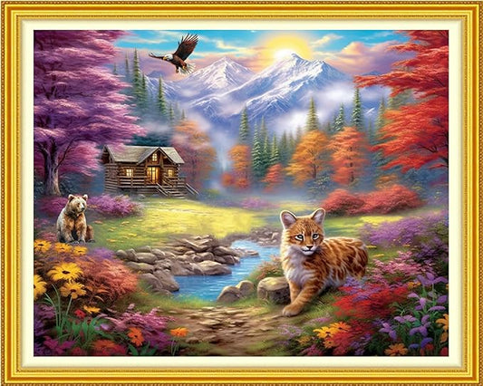 Artvxeay Cross Stitch Kits Stamped Full Range of Embroidery Kits for Beginners Adults 11CT Pattern Stitch Embroidery Kits Needlepoint Kits DIY - (Outdoor Scenery 16x20 inch)
