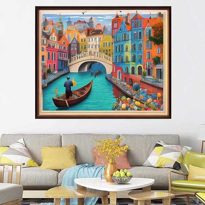 Joyhoor Cross Stitch Kits for Beginners Stamped Cross-Stitch Supplies Needlework preprint Embroidery Kits for Adults DIY Needlepoint Kits Embroidery Patterns 11CT-Colorful City 16x20 inch
