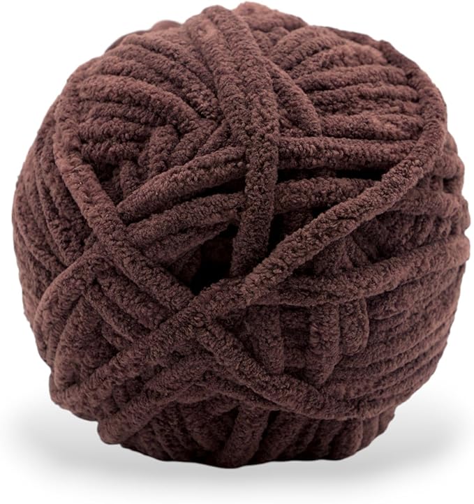 Okey Dokeys 300g Jumbo Velvet Chenille Yarn 7 Jumbo – Plush, No-Fray, Durable Plushies, Posh Soft Crochet Projects Beginner Friendly (130 yds) (Cocoa Dream Brown (114), 1 Pack (17.90/Skein))