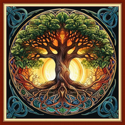 Dooxvey Cross Stitch Kits for Adults Beginners,Full Range of Cross-Stitch Stamped Kits Needlepoint Kits for Beginners Embroidery Kits 11CT Cross Stitch Patterns-Magic Tree 18x18 inch